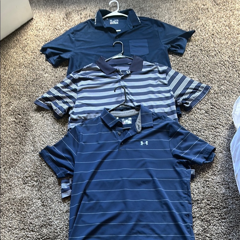 Under Armour Men's Blue and Gray Polo Shirt Set with Nike DriFit